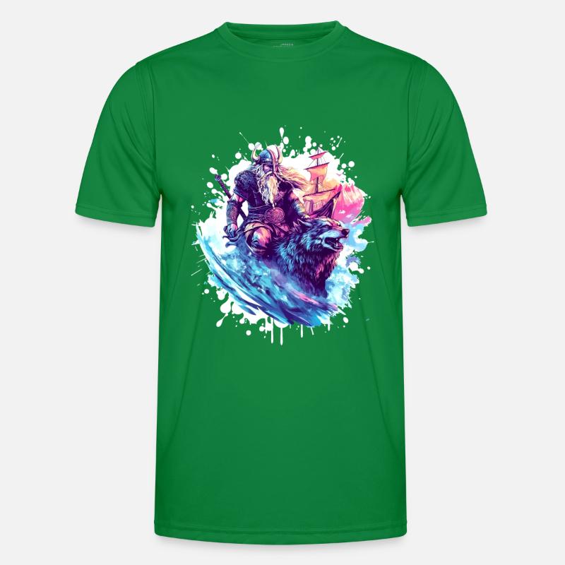 Wikinger Wolf Krieger Valhalla Männer Funktions-T-Shirt