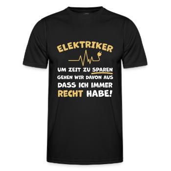 Elektriker Witziger Spruch - Männer Funktions-T-Shirt - Schwarz - Vorne - AI Model Male 178 dark (178cm)