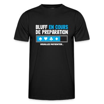 Bluff en cours Poker Humour - Cadeau Poker Homme - T-shirt sport Homme - noir - Devant - AI Model Male 178 dark (178cm)