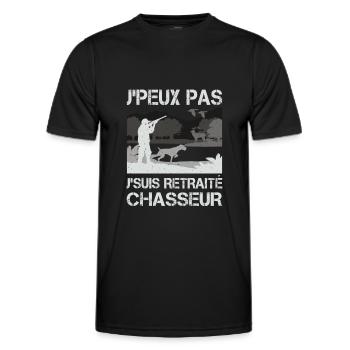 Peux Pas Retraité Chasseur Cadeau Retraite Chasse - T-shirt sport Homme - noir - Devant - AI Model Male 178 dark (178cm)