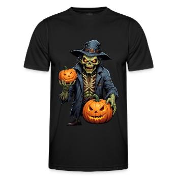 Zombie Joyeux Halloween Citrouilles effrayantes - T-shirt sport Homme - noir - Devant - AI Model Male 178 dark (178cm)