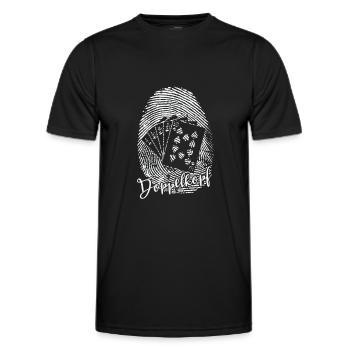Doppelkopf Fingerabdruck DNA Kartenspiel - Männer Funktions-T-Shirt - Schwarz - Vorne - AI Model Male 178 dark (178cm)