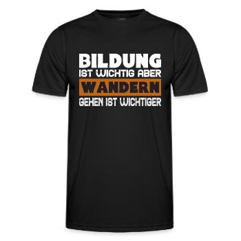 Wandern gehen ist wichtiger als Bildung - Männer Funktions-T-Shirt - Schwarz - Vorne - AI Model Male 178 dark (178cm)