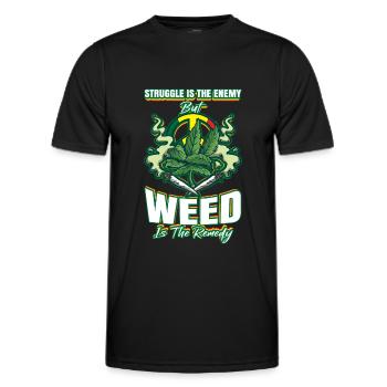 La lutte est l’ennemi, mais l’herbe est le remède - T-shirt sport Homme - noir - Devant - AI Model Male 178 dark (178cm)