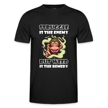 La lutte est l’ennemi, mais l’herbe est le remède - T-shirt sport Homme - noir - Devant - AI Model Male 178 dark (178cm)