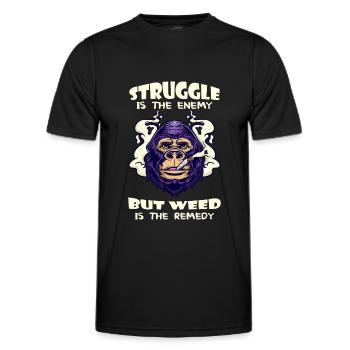 La lutte est l’ennemi, mais l’herbe est le remède - T-shirt sport Homme - noir - Devant - AI Model Male 178 dark (178cm)