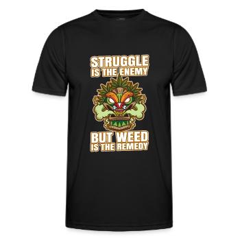 La lutte est l’ennemi, mais l’herbe est le remède - T-shirt sport Homme - noir - Devant - AI Model Male 178 dark (178cm)