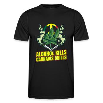 L’alcool tue les frissons du cannabis Fumer de l’herbe Pothead - T-shirt sport Homme - noir - Devant - AI Model Male 178 dark (178cm)