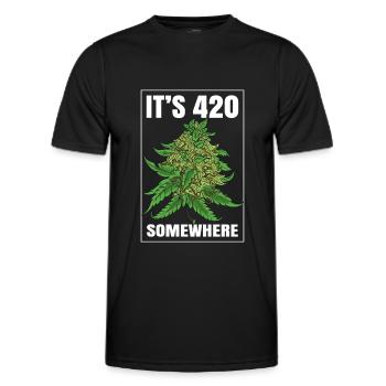 It's 420 Somewhere Cannabis Weed Smoking THC Ganja - Men's Functional T-Shirt - black - Front - AI Model Male 178 dark (178cm)