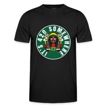 C’est 420 Somewhere Cannabis Weed Smoking THC Ganja - T-shirt sport Homme - noir - Devant - AI Model Male 178 dark (178cm)