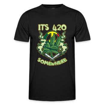 It's 420 Somewhere Cannabis Weed Smoking THC Ganja - Men's Functional T-Shirt - black - Front - AI Model Male 178 dark (178cm)