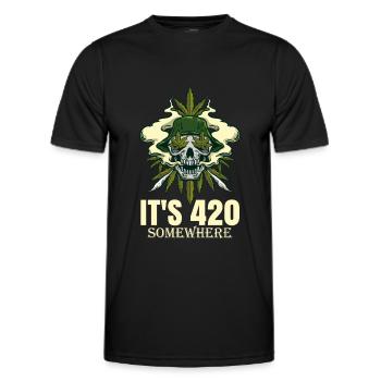 It's 420 Somewhere Cannabis Weed Smoking THC Ganja - Men's Functional T-Shirt - black - Front - AI Model Male 178 dark (178cm)