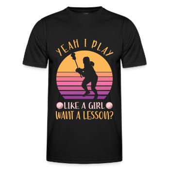 Lacrosse Spieler - Männer Funktions-T-Shirt - Schwarz - Vorne - AI Model Male 178 dark (178cm)