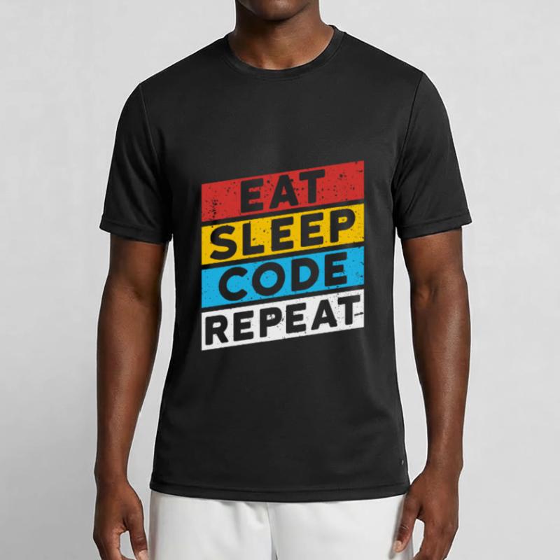 CODE CODER CODAGE Disant | RÉPÉTER LE CODE EAT SLEEP T-shirt sport Homme