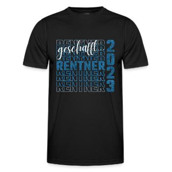 geschafft...Rentner 2023 Blue Glitter - Männer Funktions-T-Shirt - Schwarz - Vorne - AI Model Male 178 dark (178cm)