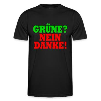 grüne nein danke - Männer Funktions-T-Shirt - Schwarz - Vorne - AI Model Male 178 dark (178cm)