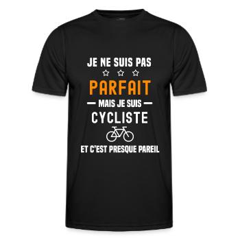 vélo pas parfait mais cycliste cyclisme - T-shirt sport Homme - noir - Devant - AI Model Male 178 dark (178cm)