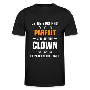 Clown pas parfait mais Clown métier - T-shirt sport Homme - noir - Devant - AI Model Male 178 dark (178cm)