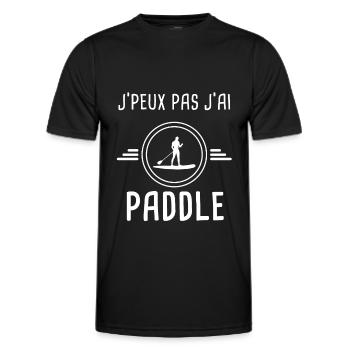 paddle je peux pas j'ai paddle Stand Up paddleur - T-shirt sport Homme - noir - Devant - AI Model Male 178 dark (178cm)