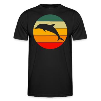 Ocean Animal Sea Animal Gift Retro Dolphin - Men's Functional T-Shirt - black - Front - AI Model Male 178 dark (178cm)