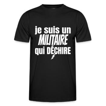 militaire qui déchire - T-shirt sport Homme - noir - Devant - AI Model Male 178 dark (178cm)