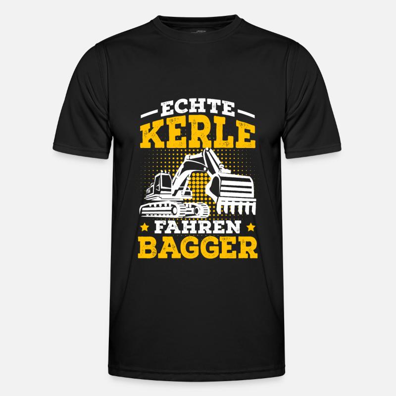 Bagger Spruch Bauarbeiter Baggerfahrer - Männer Funktions-T-Shirt - Schwarz