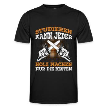 Holzfäller Spruch Förster Waldarbeiter - Männer Funktions-T-Shirt - Schwarz - Vorne - AI Model Male 178 dark (178cm)