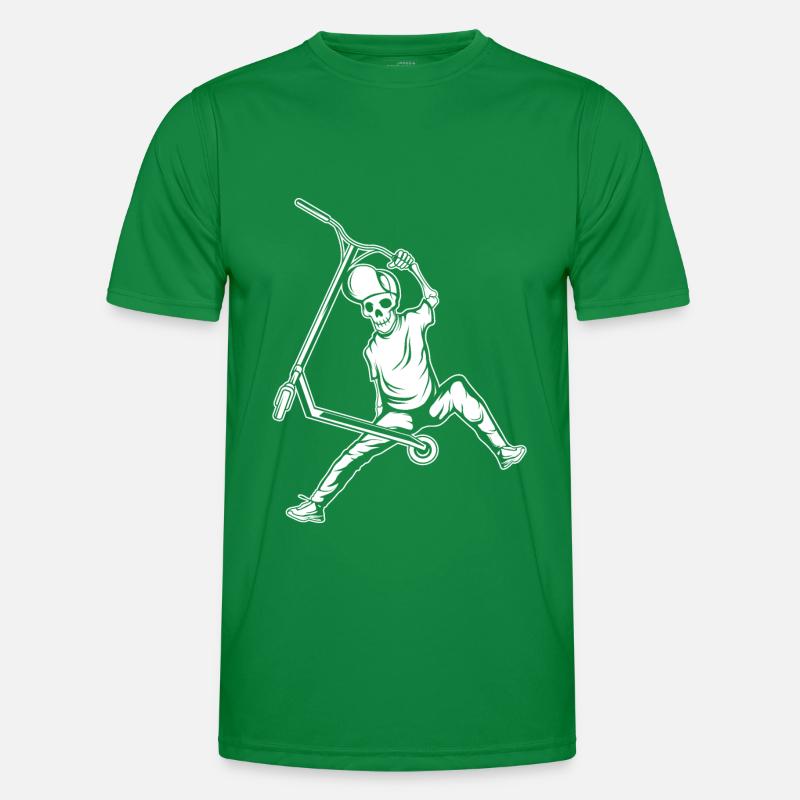 Scooter Roller Stunt Skelett Tretroller Männer Funktions-T-Shirt
