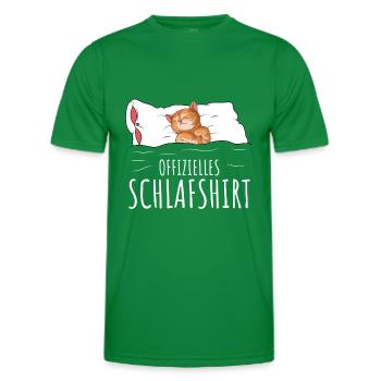 Offizielles Schlafshirt Katze - Männer Funktions-T-Shirt - Kelly Green - Vorne - AI Model Male 178 dark (178cm)