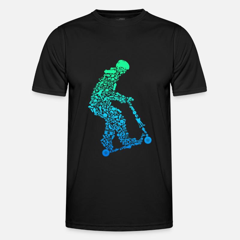 Scooter Roller Stunt E-Scooter Jungen Männer Funktions-T-Shirt
