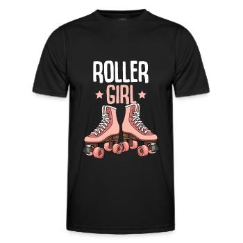 Rollschuhe Roller Girl Roller Skates Rollschuh - Men's Functional T-Shirt - black - Front - AI Model Male 178 dark (178cm)