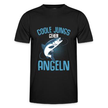 Coole Jungs gehen Angeln Angler Kinder - Männer Funktions-T-Shirt - Schwarz - Vorne - AI Model Male 178 dark (178cm)