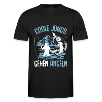 Coole Jungs gehen Angeln Angler Fischer - Männer Funktions-T-Shirt - Schwarz - Vorne - AI Model Male 178 dark (178cm)