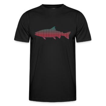 Pêche à la truite Pêcheur pixelisé Truite - T-shirt sport Homme - noir - Devant - AI Model Male 178 dark (178cm)
