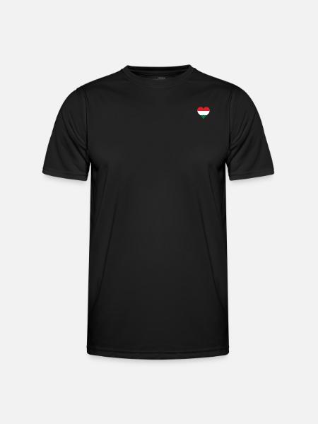 Ungarn Flagge Herz - Männer Funktions-T-Shirt - Schwarz