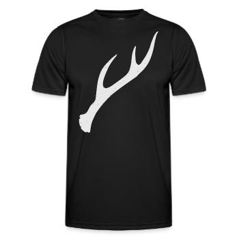Stange (Sechsender) Geweih Rehbock RECHTS - Männer Funktions-T-Shirt - Schwarz - Vorne - AI Model Male 178 dark (178cm)