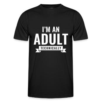 Ich bin technisch gesehen ein Erwachsener - Männer Funktions-T-Shirt - Schwarz - Vorne - AI Model Male 178 dark (178cm)