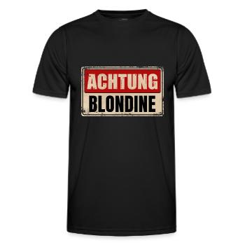 ATTENTION BLONDE - T-shirt sport Homme - noir - Devant - AI Model Male 178 dark (178cm)