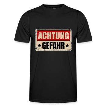 ACHTUNG GEFAHR - Männer Funktions-T-Shirt - Schwarz - Vorne - AI Model Male 178 dark (178cm)