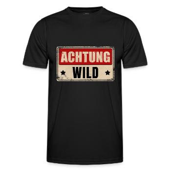 ACHTUNG WILD - Männer Funktions-T-Shirt - Schwarz - Vorne - AI Model Male 178 dark (178cm)