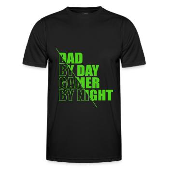 Men's Dad by Day Gamer by Night T-Shirt Gamer - Men's Functional T-Shirt - black - Front - AI Model Male 178 dark (178cm)