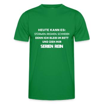 Serien Bett Spruch Wetter Humor Anime Witzig - Männer Funktions-T-Shirt - Kelly Green - Vorne - AI Model Male 178 dark (178cm)