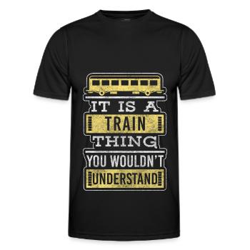Railway Steam Locomotive Model Railway - Men's Functional T-Shirt - black - Front - AI Model Male 178 dark (178cm)