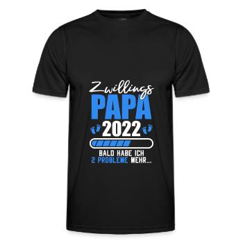 Schwangerschaft Zwillinge Werdender Papa 2022 - Männer Funktions-T-Shirt - Schwarz - Vorne - AI Model Male 178 dark (178cm)