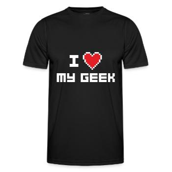 Jeg elsker min geek - Funktionsshirt til herrer - sort - Foran - AI Model Male 178 dark (178cm)