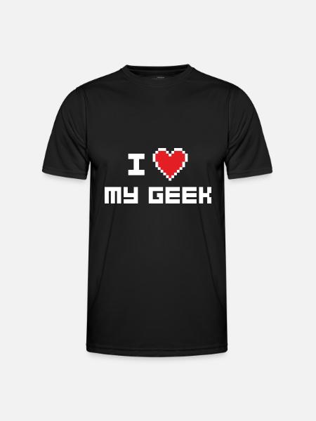 J’aime mon geek - T-shirt sport Homme - noir