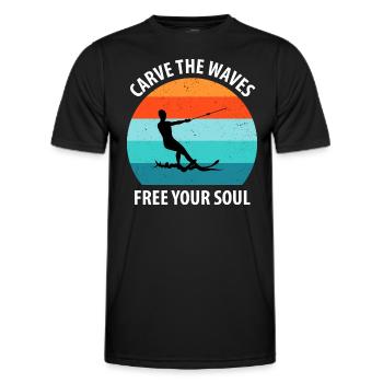 Ski nautique, ski nautique, skieurs nautiques - T-shirt sport Homme - noir - Devant - AI Model Male 178 dark (178cm)