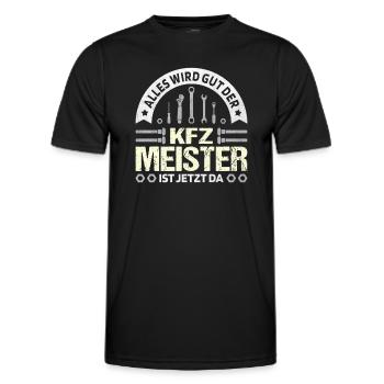 Alles wird gut KFZ Meister ist da KFZ Mechaniker - Männer Funktions-T-Shirt - Schwarz - Vorne - AI Model Male 178 dark (178cm)