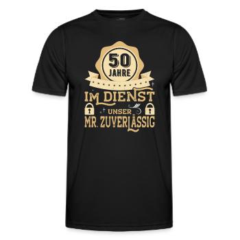 50th Anniversary Company Anniversary Gift - Men's Functional T-Shirt - black - Front - AI Model Male 178 dark (178cm)