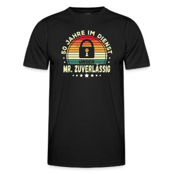 50th Anniversary Company Anniversary Gift - Men's Functional T-Shirt - black - Front - AI Model Male 178 dark (178cm)
